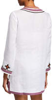 Thumbnail for your product : Tory Burch Embellished V-Neck Linen Tunic
