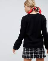 Thumbnail for your product : Brave Soul jumper with faux fur cuffs