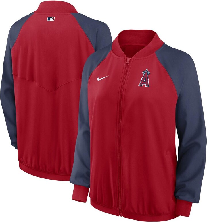 Women's Nike Red Los Angeles Angels Authentic Collection Team Raglan Performance Full-Zip Jacket