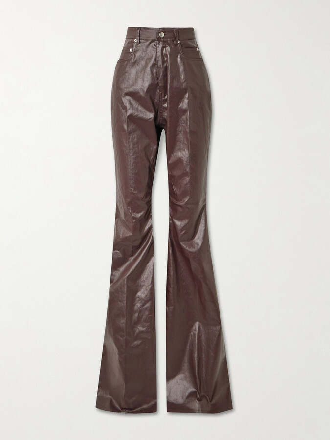 Rick Owens Bolan Coated High-rise Flared Jeans - Brown