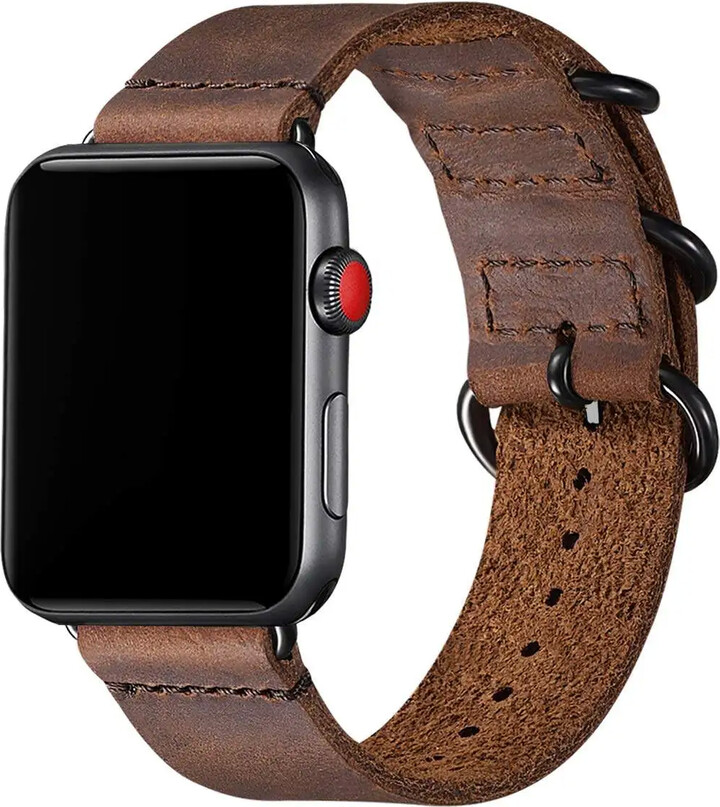 CAOWTAN Vintage Genuine Leather for Apple Watch Ultra Band 49mm 45mm 41mm 44mm 42mm Retro Strap Iwatch Series 9 8 7 6 SE 5 4 3 40mm 38mm