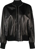 Thumbnail for your product : Brunello Cucinelli Cropped Leather Bomber Jacket