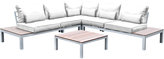Thumbnail for your product : Solis Pulito 4-piece Outdoor Sectional White Aluminum with White Cushions and Grey and White Stripe Toss Pillows