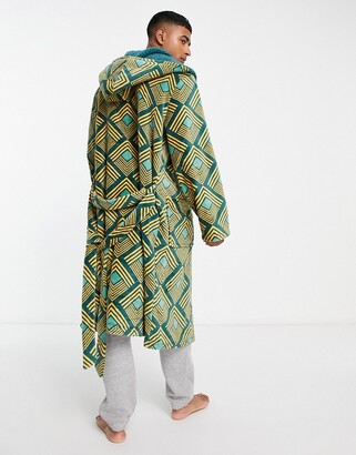Chelsea Peers textured dressing gown in khaki print - ShopStyle Robes