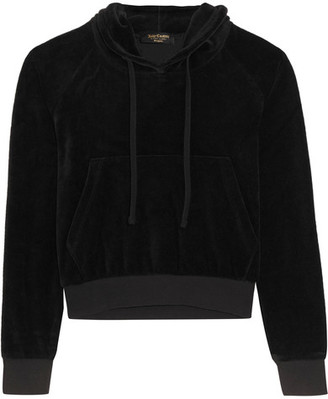 Vetements Juicy Couture Embellished Cotton-blend Velour Hooded Top - Black