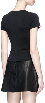 Alice + Olivia 'Troy' faux pearl sleeve cropped crepe T-shirt