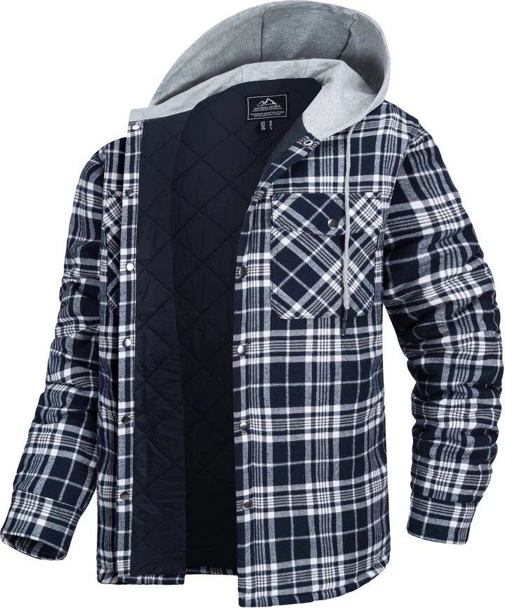 MAGCOMSEN Mens Plaid Hoodie Shirts Quilt Lined Hoodie Jacket Winter Mens  Lumberjack Shirts Long sleeve Thermal Hoodies Flannel Jacket Classic  Checked Hoodies with Windproof Drawstring - ShopStyle