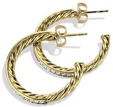 Thumbnail for your product : David Yurman Sculpted Cable Large Hoop Earrings with Diamonds in Gold