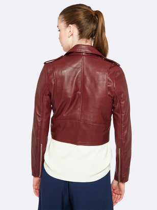 Oxford Lizzy Crop Leather Jacket Burg X