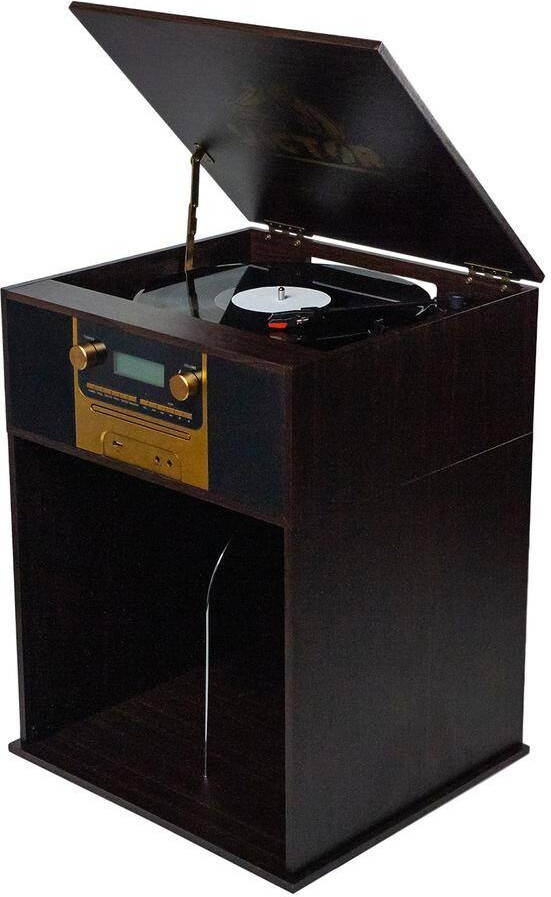 Victor Boyleston Bluetooth Turntable Record Player, CD/MP3, AM/FM Radio, with Stereo Speakers and Album Storage, Espresso
