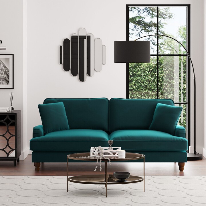 Dunelm Beatrice Matte Velvet 4 Seater Sofa Green ShopStyle