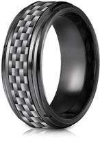 Thumbnail for your product : Benchmark Black Titanium 7mm Comfort-Fit Beveled Edge Pattern Design Ring