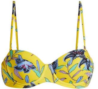 Diane Von Furstenberg - Floral Print Balconette Bikini Top - Womens - Yellow Print