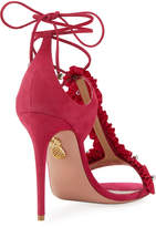 Thumbnail for your product : Aquazzura Studded Suede Ankle-Tie Sandal
