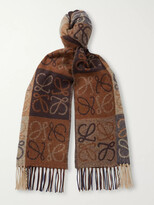 Thumbnail for your product : Loewe Logo-Intarsia Fringed Wool And Cashmere-Blend Scarf