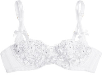 L'Agent by Agent Provocateur Bea Embroidered Tulle Balconette Bra - White