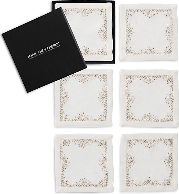 Kim Seybert Pin Dot Cocktail Napkins, Set of 6