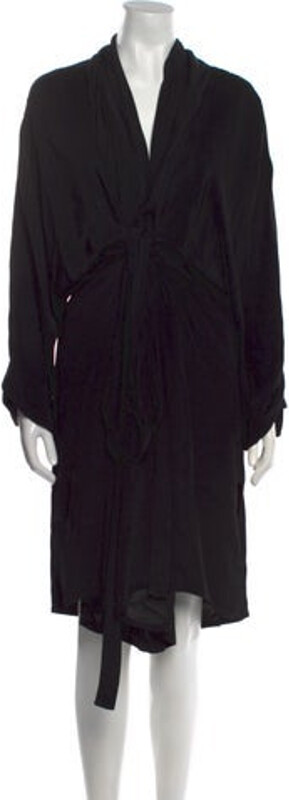 Rodebjer V-Neck Midi Length Dress Rodebjer Tent Dress Black Long Sleeve with V-Neck