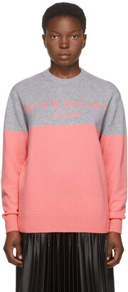 Givenchy Pink & Grey Cashmere Logo Sweater