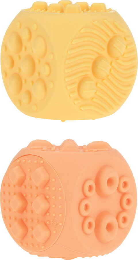 Nuby Silicone Block Poppers Sensory Teether Toy for Infants, Yellow/Orange, 2 Count