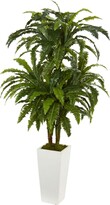 Thumbnail for your product : Nearly Natural Marginatum Artificial Plant in White Tower Vase