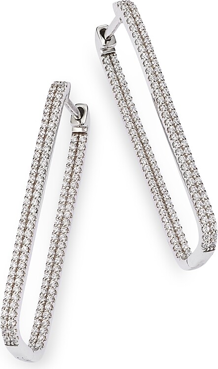 Bloomingdale's Fine Collection Diamond Geometric Hoop Earrings in 14K White Gold 1.0 tcw
