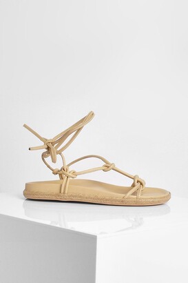 boohoo Leather Knot Detail Wrap Strap Espadrilles