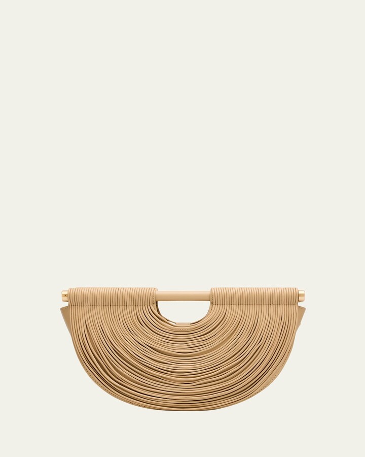 Cult Gaia Lou Draped Leather Clutch Bag