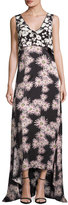 Thumbnail for your product : Elizabeth and James Sleeveless Floral High-Low Popover Gown, Black/Multicolor