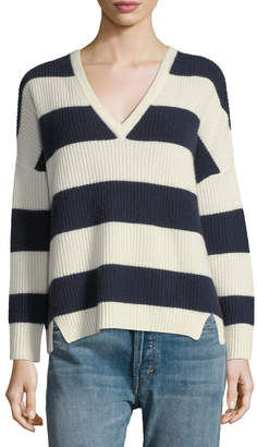 Kule Addison V-Neck Long-Sleeve Striped Sweater