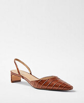 Thumbnail for your product : Ann Taylor Embossed Leather Blade Heel Slingback Pumps