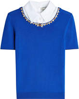 Mary Katrantzou Embellished Wool Pullover with Collar