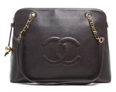 Thumbnail for your product : Chanel Pre-Owned Dark Brown Caviar CC XL Shoulder Bag