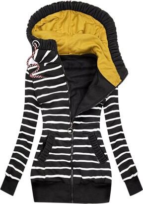 OIUHJN Women's Faux Leather Coat Striped Printed Sweatshirt for Women Loose  Hoodie Casual Blouse Zip Jacket Coat Fleece Jumper - ShopStyle