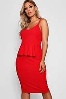 Thumbnail for your product : boohoo NEW Womens Plus Strappy Peplum Midi Dress in Polyester 5% Elastane
