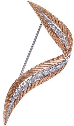 Buccellati 'Orocoll' diamond 18k gold feather brooch