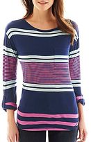 Thumbnail for your product : JCPenney a.n.a 3/4-Sleeve Striped Print Top - Petite