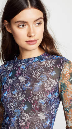 Yigal Azrouel Floral Printed Stretch Mesh Top
