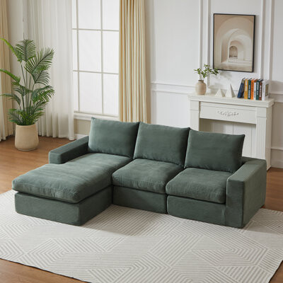 Ivy Bronx Modern Corduroy Sectionals 99-inch No Assembly For Home And Bedroom