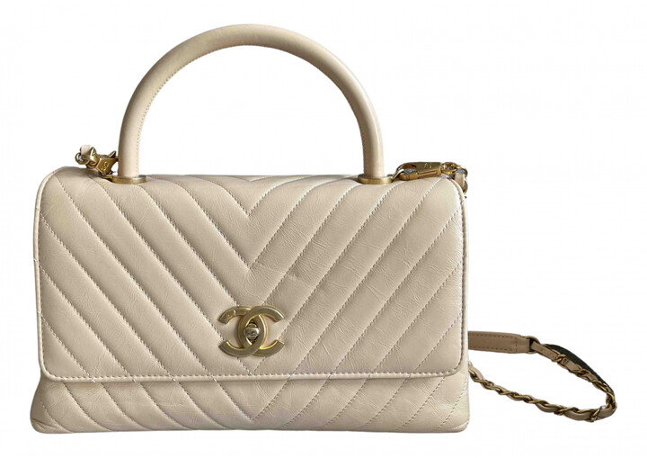 Chanel Coco Handle Beige Leather Handbags