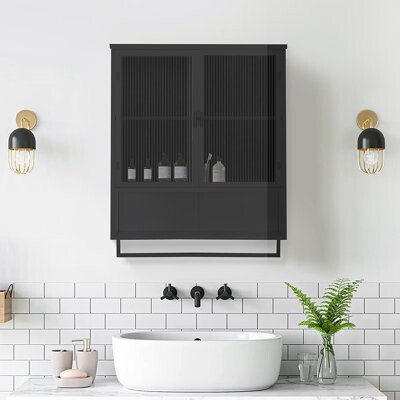 Ebern Designs Janalle Glass+Metal Accent Cabinet