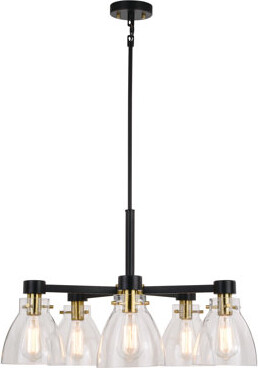 Ebern Designs Rentschler 5 Light Black And Gold Contemporary Chandelier Clear Glass