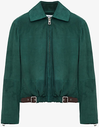 Loewe Womens Green Belted Suede Jacket 16