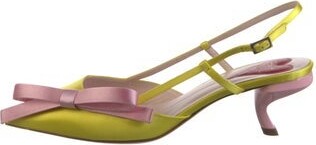 Roger Vivier Satin Colorblock Pattern Slingback Pumps