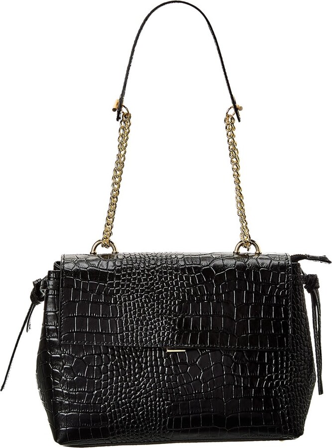 Italian Leather Top Handle CrocEmbossed Shoulder Bag ShopStyle