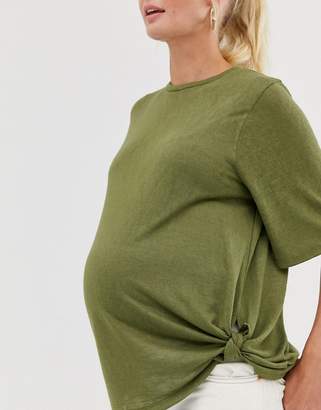 ASOS Maternity DESIGN Maternity relaxed t-shirt with knot side