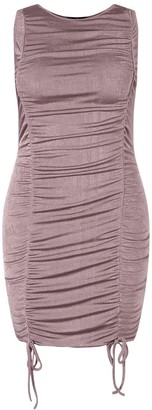 boohoo Plus Texture Slinky Ruched Bodycon Dress