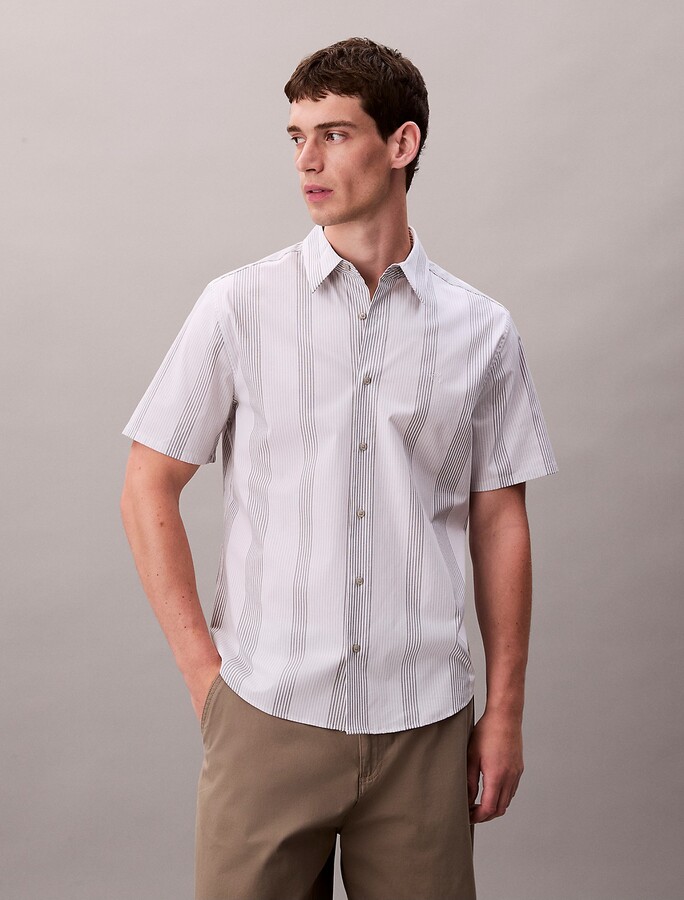 Calvin Klein Men's Yarn-Dyed Stripe Stretch Classic Shirt