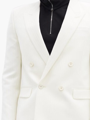 Saint Laurent Double-breasted Jacquard-striped Wool Suit Jacket - White