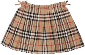 Burberry Pleated Check Cotton Skirt